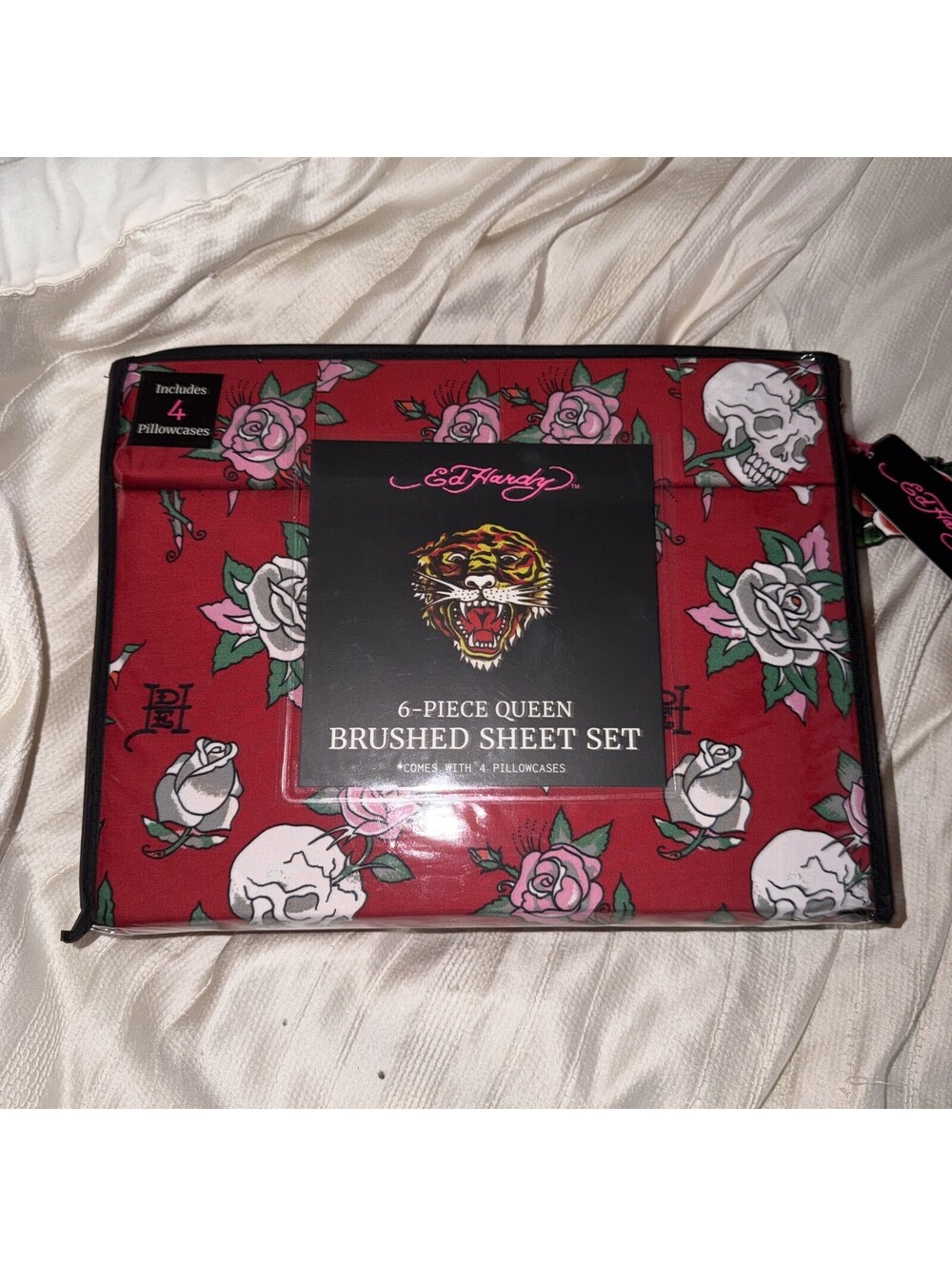 Ed Hardy Red Six Piece Queen Sheet Set.